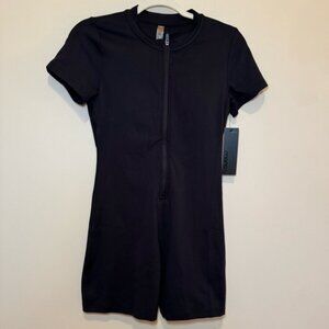 Black Mono B Zip Up Shortsie | L